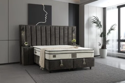 Lit-coffre Boxspring PELLA GREY