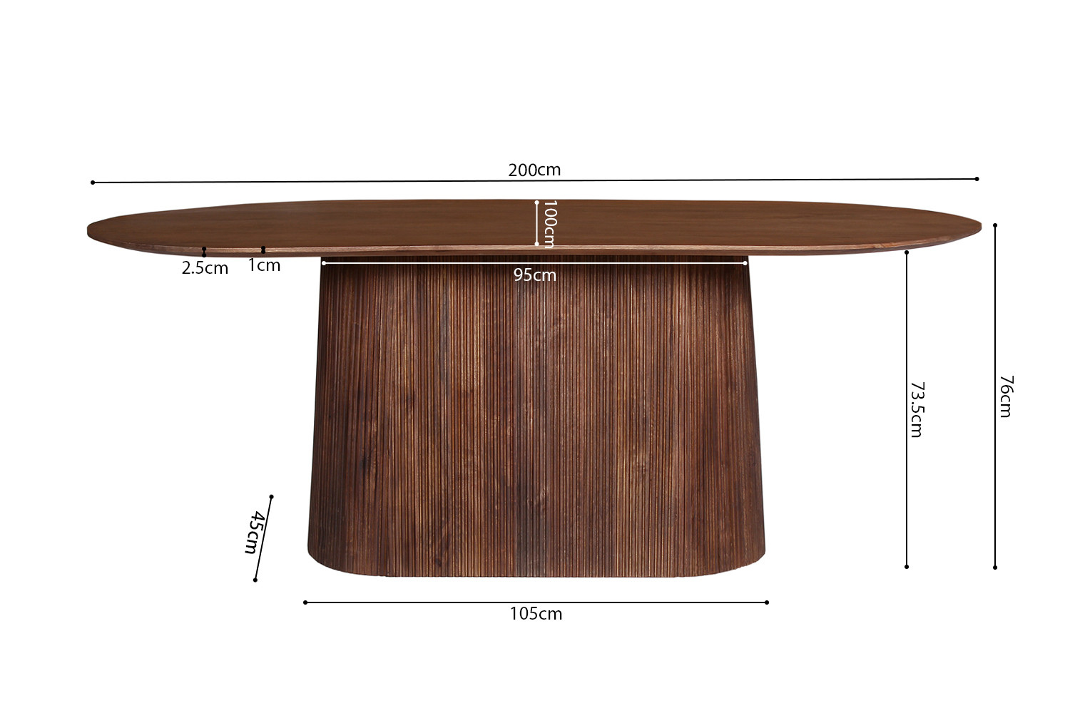 Table 'Miguel' Brun clair 200 cm – Image 3